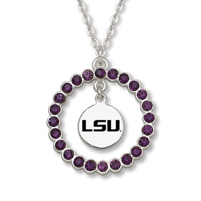 LSU Tigers Spirit Crystal Logo Wreath Necklace | Logo Art | LSU067N-CR