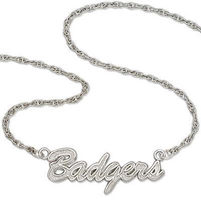 Wisconsin Badgers Sterling Silver Script Necklace | Logo Art | UWI045N-SS