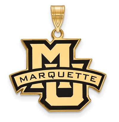 Marquette University Sterling Silver Gold Plated Large Enameled Pendant | Logo Art | GP011MAR
