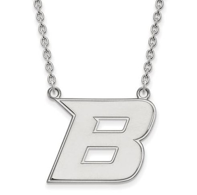 Boise State University 10k White Gold Large Pendant Necklace | Logo Art | 1W008BOS-18