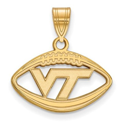 Virginia Tech Sterling Silver Gold Plated Football Pendant | Logo Art | 4Y043VTE