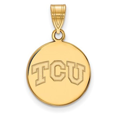 TCU Sterling Silver Gold Plated Medium Disc Pendant | Logo Art | GP037TCU