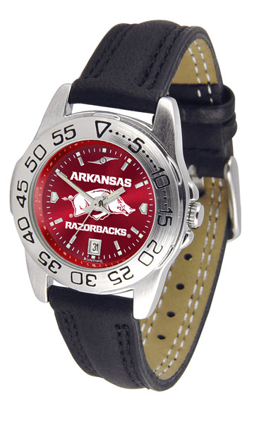 Arkansas Razorbacks Ladies Sport Leather AnoChrome Watch | SunTime | ST-CO3-ARR-SPORTL-A