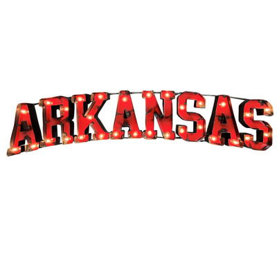 Arkansas Razorbacks Recycled Metal Wall Decor Illuminated | LRT SALES | ARKANSASWDLGT