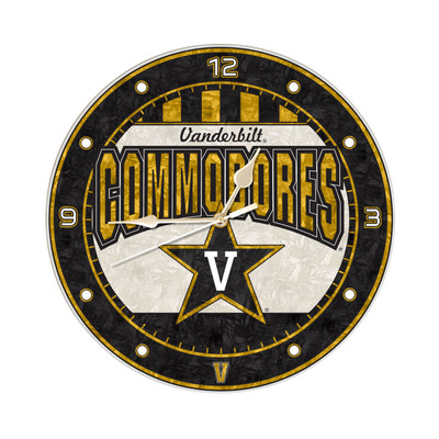 Vanderbilt Commodores 12in Art Glass Clock | MEMORY COMPANY |  COL-VAN-274
