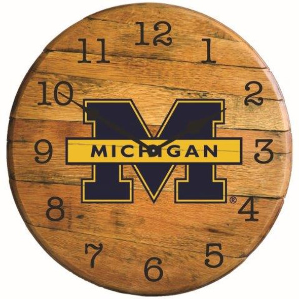 Michigan Wolverines 21" Barrel Team Logo Clock |GREENSTONES|BTC-MICH-01