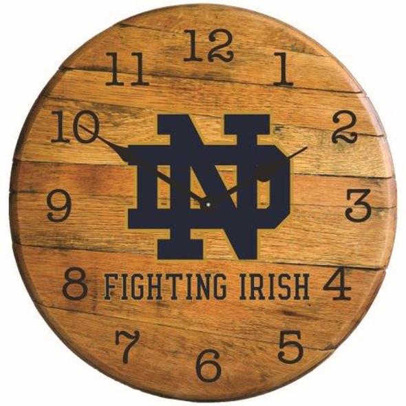 Notre Dame Irish Logo 21" Barrel Team Clock | GREENSTONES| BTC-ND-01