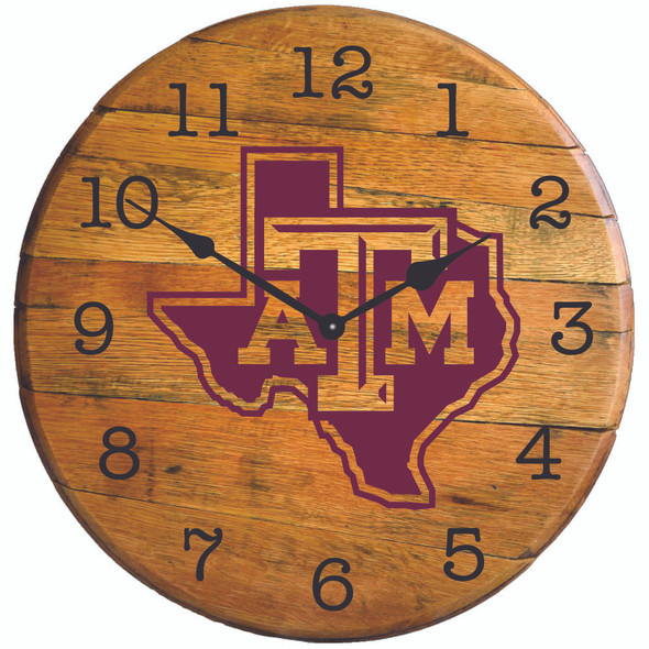 Texas A&M Aggies Texas Logo 21" Barrel Team Logo Clock | greenstones |BTC-TXAM-02