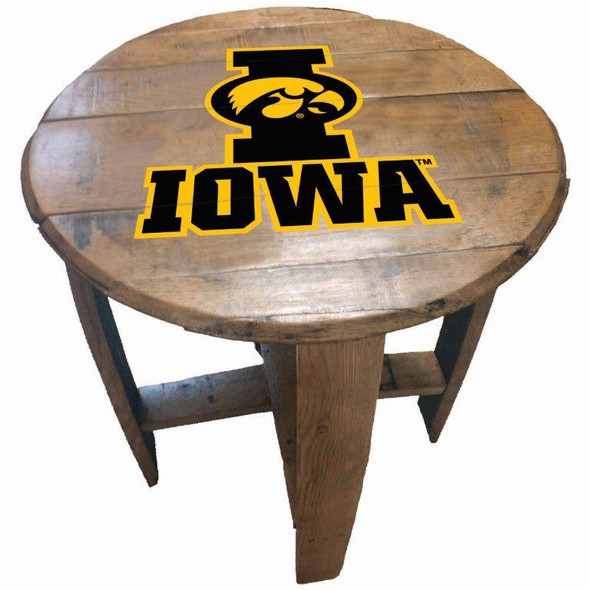 Iowa Hawkeyes 21" Barrel Team Logo Table | GREENSTONES | BTT-IA-01
