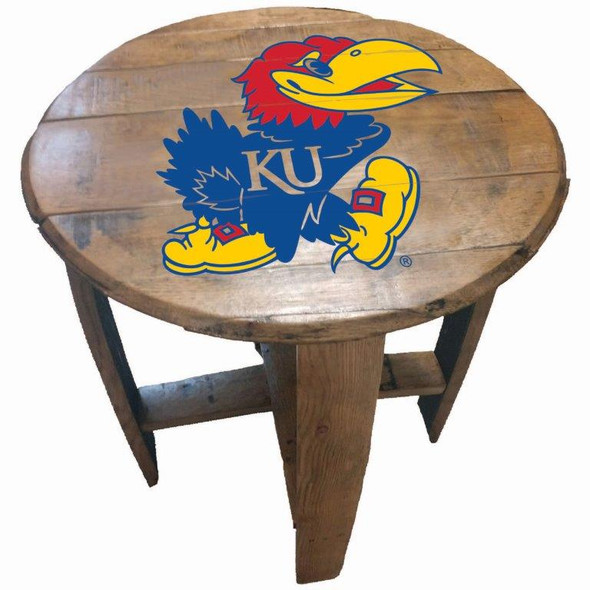 Kansas Jayhawks 21" Barrel Team Logo Table | GREENSTONES | BTT-KU-01
