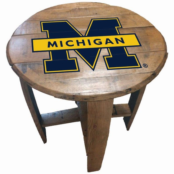Michigan Wolverines 21" Barrel Team Logo Table | GREENSTONES | BTT-MICH-01