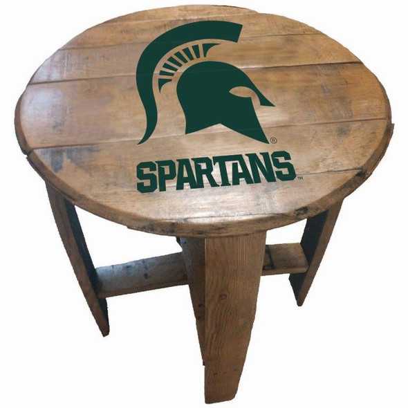 MSU Spartans 21" Barrel Team Logo Table | GREENSTONES | BTT-MICHST-01