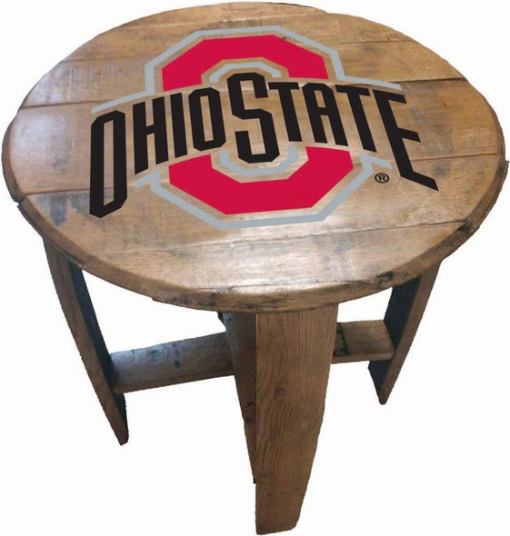 Ohio State Buckeyes 21" Barrel Team Logo Table | GREENSTONES | BTT-0HIOST-01