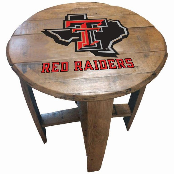 Texas Tech Red Raiders 21" Barrel Team Logo Table |GREENSTONES | BTT-TTU-01