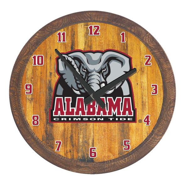 Alabama Crimson Tide Al Logo -  Faux Barrel Top Wall Clock | The Fan-Brand | NCALCT-560-07