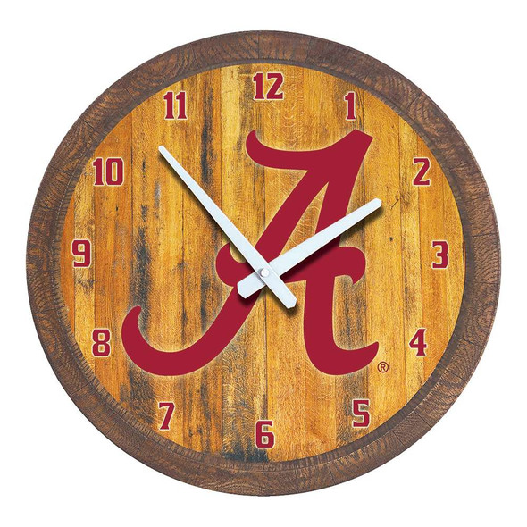 Alabama Crimson Tide Faux Barrel Top Wall Clock | The Fan-Brand | NCALCT-560-01