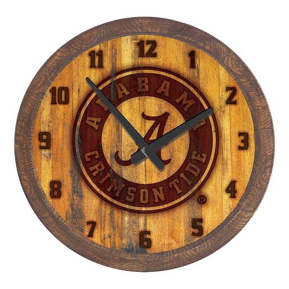 Alabama Crimson Tide Seal - Branded Faux Barrel Top Wall Clock | The Fan-Brand | NCALCT-560-05