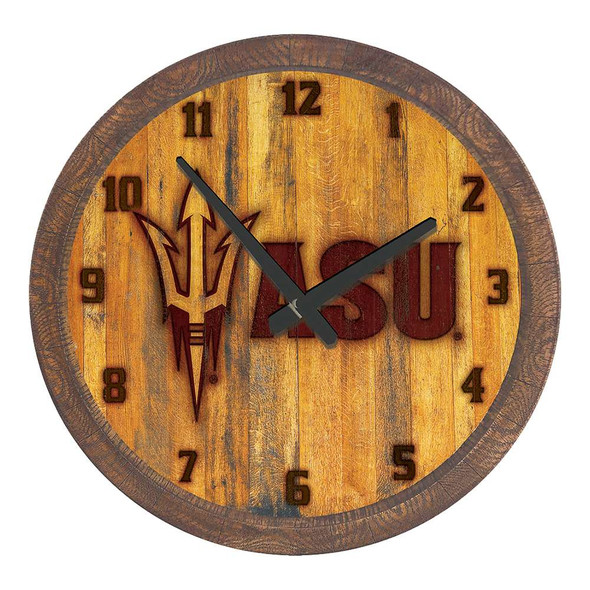 Arizona State Sun Devils Branded Faux Barrel Top Wall Clock | The Fan-Brand | NCAZST-560-02