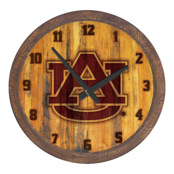 Auburn Tigers Logo - Branded Faux Barrel Top Wall Clock | The Fan-Brand | NCAUBT-560-02