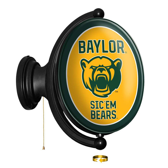 Baylor Bears Bear Logo - Original Oval Rotating Lighted Wall Sign | The Fan-Brand | NCBAYL-125-02