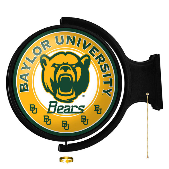 Baylor Bears Bear Logo - Original Round Rotating Lighted Wall Sign | The Fan-Brand | NCBAYL-115-02