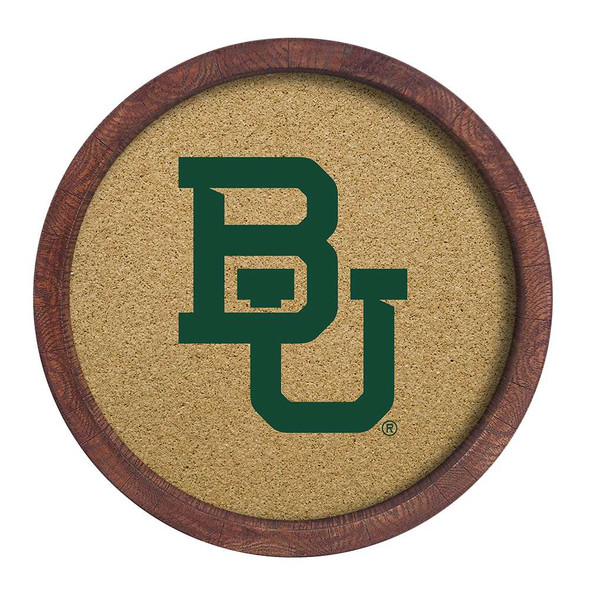 Baylor Bears Faux Barrel Framed Cork Board - Color Logo | The Fan-Brand | NCBAYL-632-01A