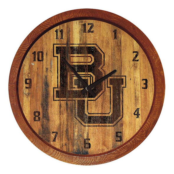 Baylor Bears Weathered Faux Barrel Top Wall Clock | The Fan-Brand | NCBAYL-560-02