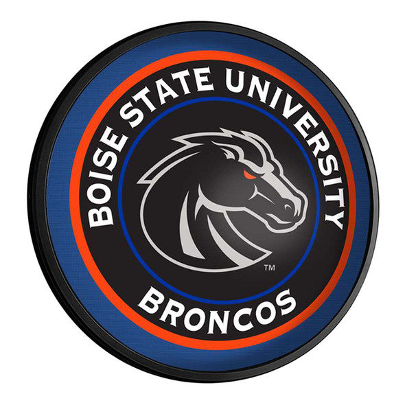 Boise State Broncos Black - Round Slimline Lighted Wall Sign | The Fan-Brand | NCBOIS-130-03