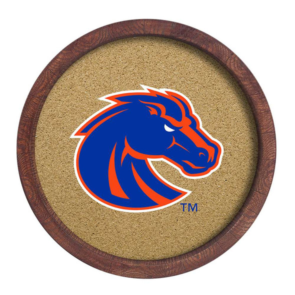 Boise State Broncos Faux Barrel Framed Cork Board - Color Logo | The Fan-Brand | NCBOIS-632-01A
