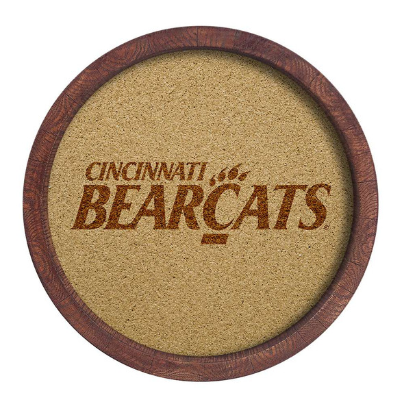 Cincinnati Bearcats Faux Barrel Framed Cork Board - Monochrome Logo | The Fan-Brand | NCCINC-632-02B