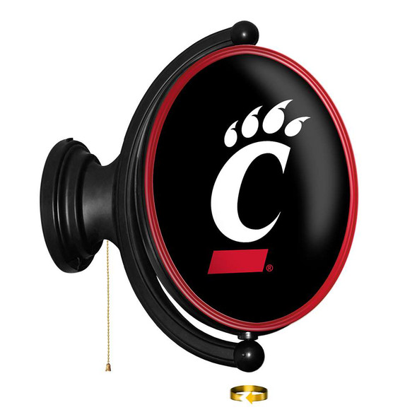 Cincinnati Bearcats Original Oval Rotating Lighted Wall Sign - Black | The Fan-Brand | NCCINC-125-01C