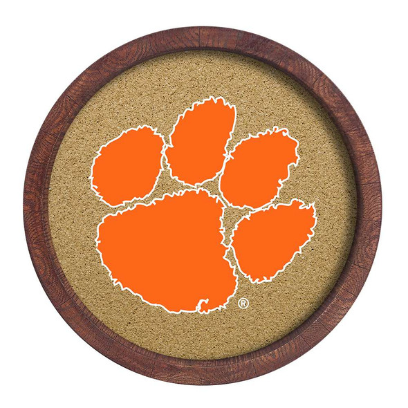 Clemson Tigers Faux Barrel Framed Cork Board | The Fan-Brand | NCCLEM-632-01