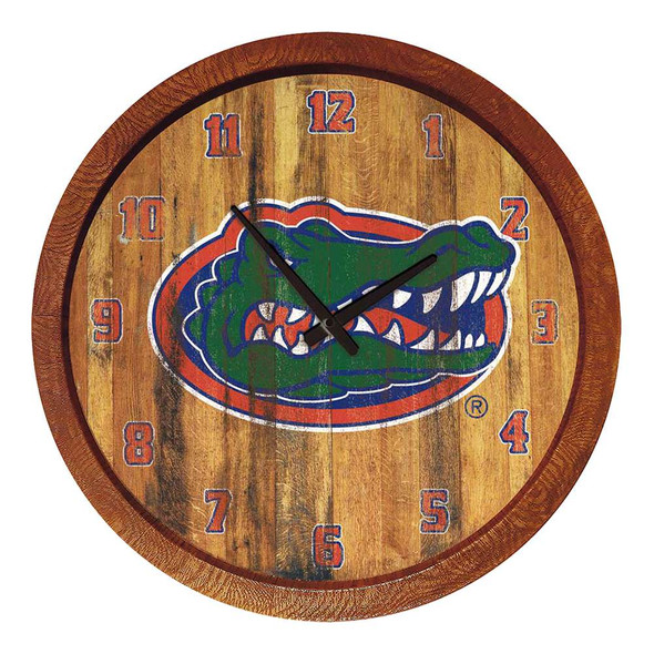 Florida Gators Weathered Faux Barrel Top Wall Clock | The Fan-Brand | NCFLGT-560-03