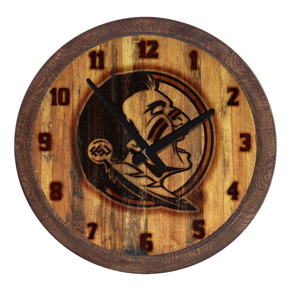 Florida State Seminoles Branded Faux Barrel Top Wall Clock | The Fan-Brand | NCFSSM-560-02