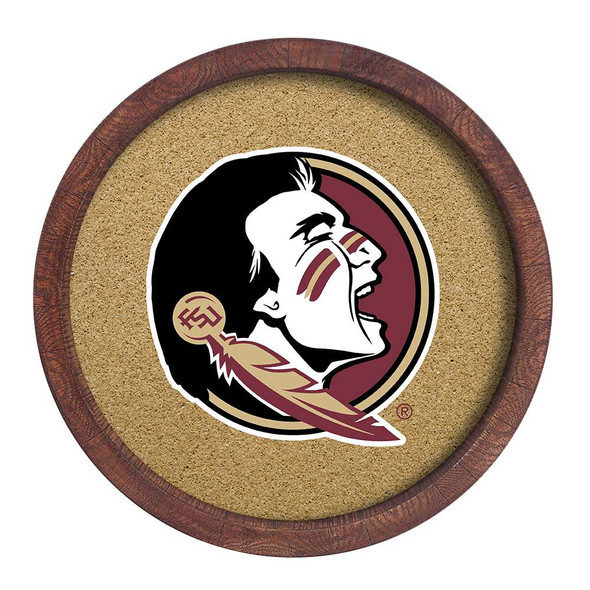 Florida State Seminoles Faux Barrel Framed Cork Board - Color Logo | The Fan-Brand | NCFSSM-632-01A