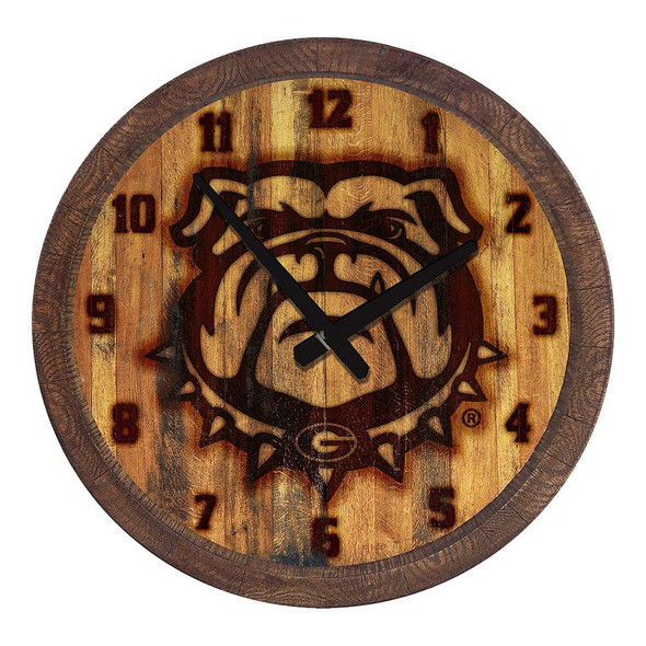 Georgia Bulldogs Uga - Branded Faux Barrel Top Wall Clock | The Fan-Brand | NCGEOR-560-05