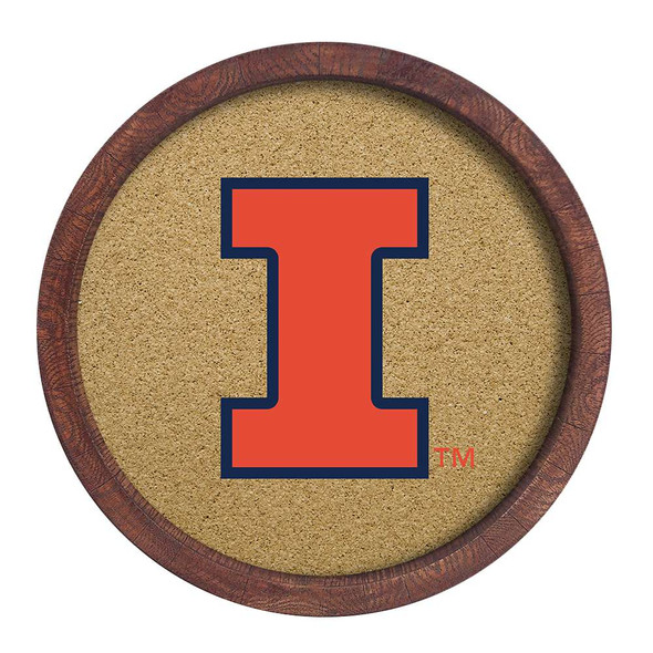 Illinois Fighting Illini Faux Barrel Framed Cork Board - Color Logo | The Fan-Brand | NCILLI-632-01A