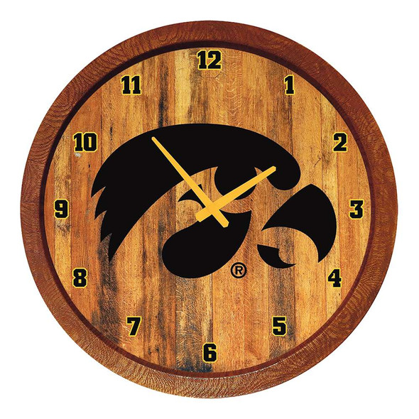 Iowa Hawkeyes Faux Barrel Top Wall Clock | The Fan-Brand | NCIOWA-560-02