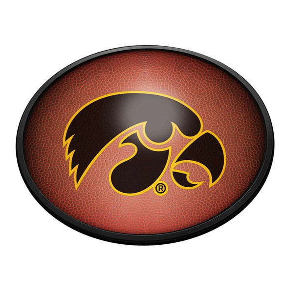 Iowa Hawkeyes Pigskin - Oval Slimline Lighted Wall Sign | The Fan-Brand | NCIOWA-140-21