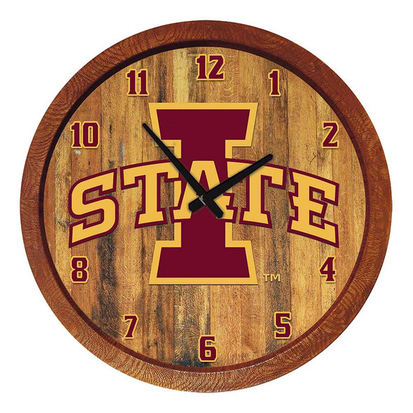 Iowa State Cyclones Faux Barrel Top Wall Clock | The Fan-Brand | NCIOST-560-01