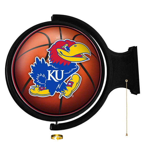 Kansas Jayhawks Basketball - Original Round Rotating Lighted Wall Sign | The Fan-Brand | NCKANS-115-11