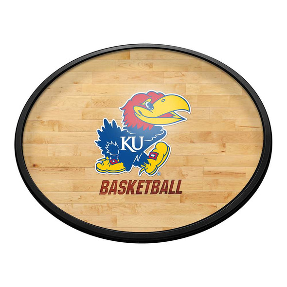 Kansas Jayhawks Hardwood - Oval Slimline Lighted Wall Sign | The Fan-Brand | NCKANS-140-12