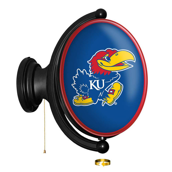Kansas Jayhawks Original Oval Rotating Lighted Wall Sign | The Fan-Brand | NCKANS-125-01