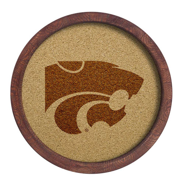 Kansas State Wildcats Faux Barrel Framed Cork Board - Monochrome Logo | The Fan-Brand | NCKNST-632-01B