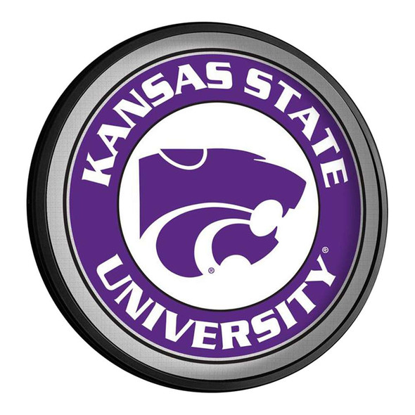 Kansas State Wildcats Purple - Round Slimline Lighted Wall Sign - Purple / White | The Fan-Brand | NCKNST-130-01B