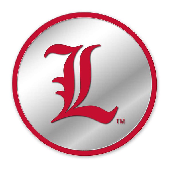 Louisville Cardinals L - Modern Disc Mirrored Wall Sign - Red Frame | The Fan-Brand | NCLOUS-235-02B