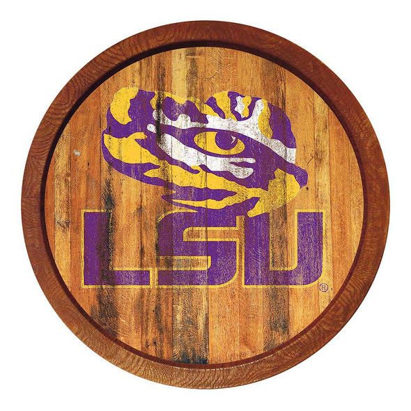 LSU Tigers Weathered Faux Barrel Top Sign | The Fan-Brand | NCLSUT-240-03