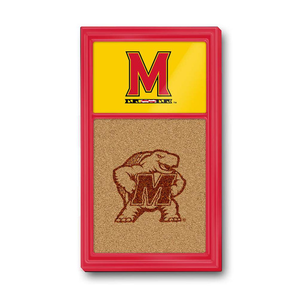 Maryland Terrapins Dual Logo - Cork Note Board - Red Frame / Gold | The Fan-Brand | NCMRYT-640-02B