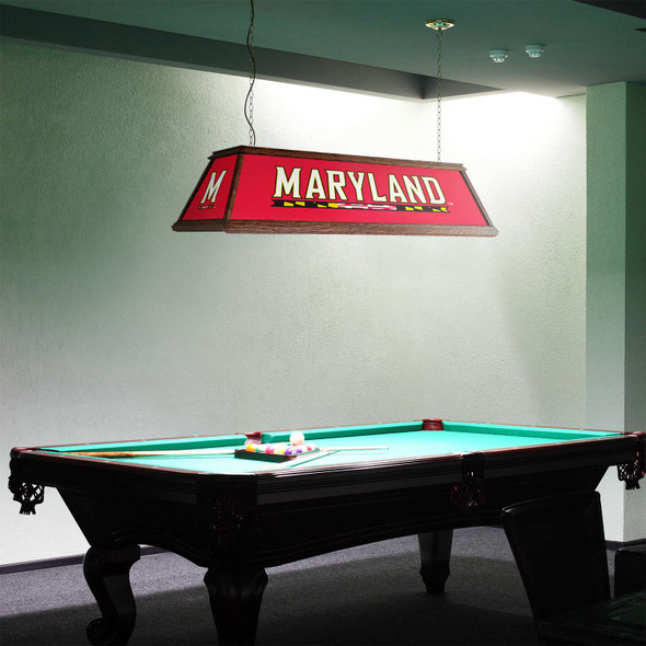 Maryland Terrapins Premium Wood Pool Table Light - Red