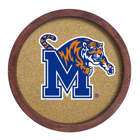 Memphis Tigers Faux Barrel Framed Cork Board - Color Logo | The Fan-Brand | NCMEMP-632-01A